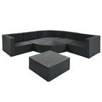GO 7-Piece Outdoor Wicker Sofa Set with Striped Cushions