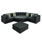 GO 7-Piece Outdoor Wicker Sofa Set with Striped Cushions