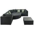 GO 7-Piece Outdoor Wicker Sofa Set with Striped Cushions