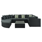 GO 7-Piece Outdoor Wicker Sofa Set with Striped Cushions