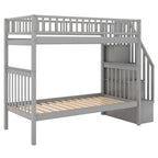 Twin Over Twin Bunk Bed with Trundle and Storage