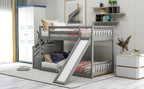 Twin Over Twin Bunk Bed with Convertible Slide and Stairway