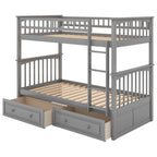 Twin Over Twin Bunk Bed with Drawers - Gray