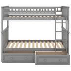 Twin Over Twin Bunk Bed with Drawers - Gray