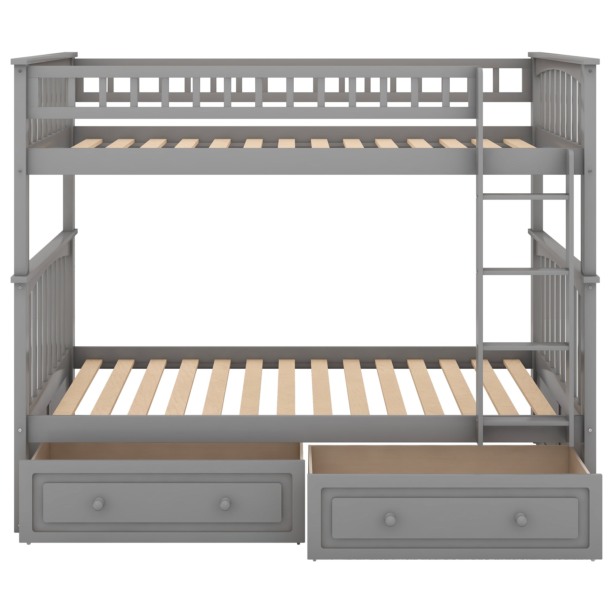 Twin Over Twin Bunk Bed with Drawers - Gray