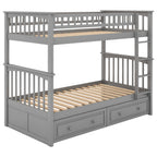Twin Over Twin Bunk Bed with Drawers - Gray