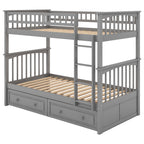 Twin Over Twin Bunk Bed with Drawers - Gray