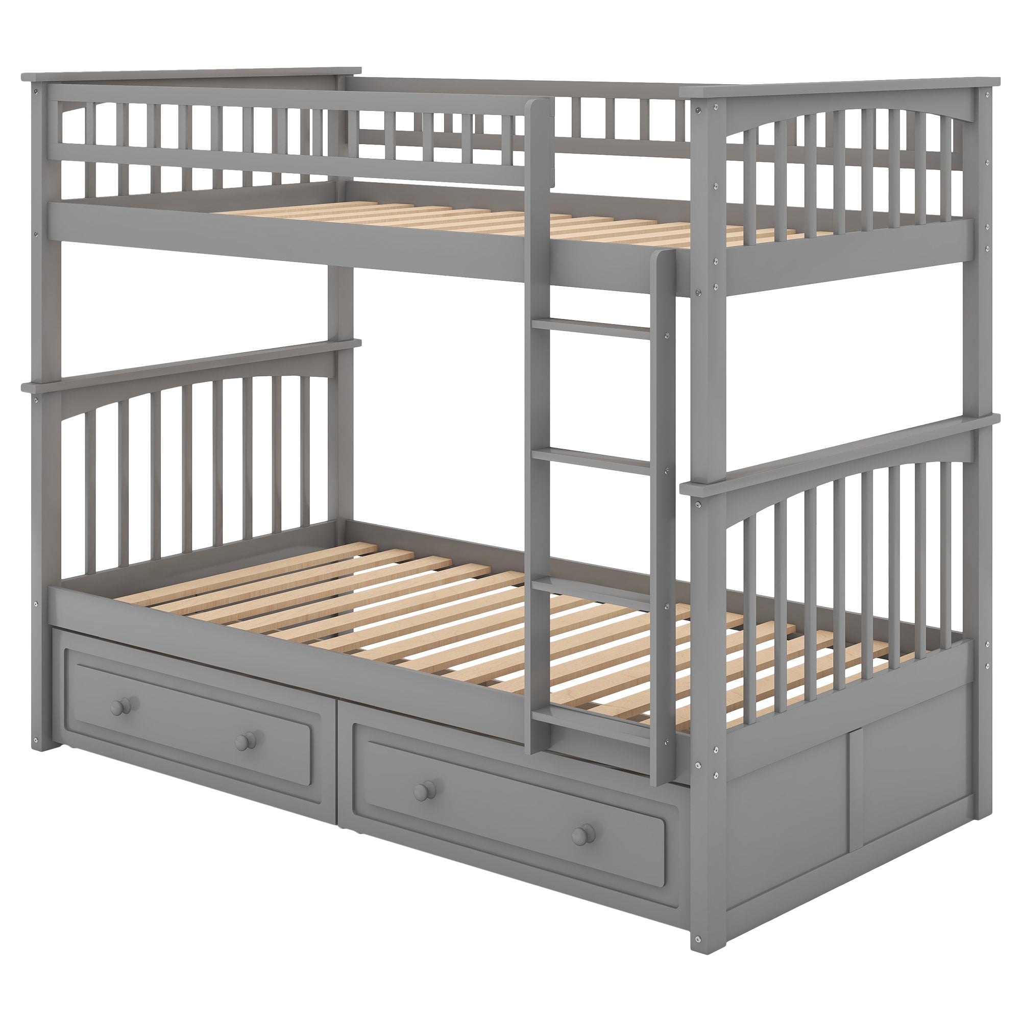 Twin Over Twin Bunk Bed with Drawers - Gray