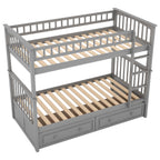 Twin Over Twin Bunk Bed with Drawers - Gray