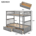 Twin Over Twin Bunk Bed with Drawers - Gray