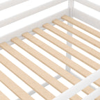 Twin Over Twin Low Bunk Bed with Ladder - White