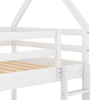 Twin Over Twin Low Bunk Bed with Ladder - White