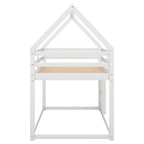 Twin Over Twin Low Bunk Bed with Ladder - White