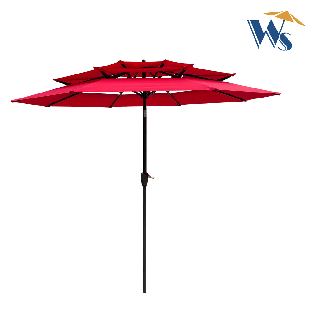 9Ft 3-Tiers Outdoor Patio Umbrella with Crank and Tilt