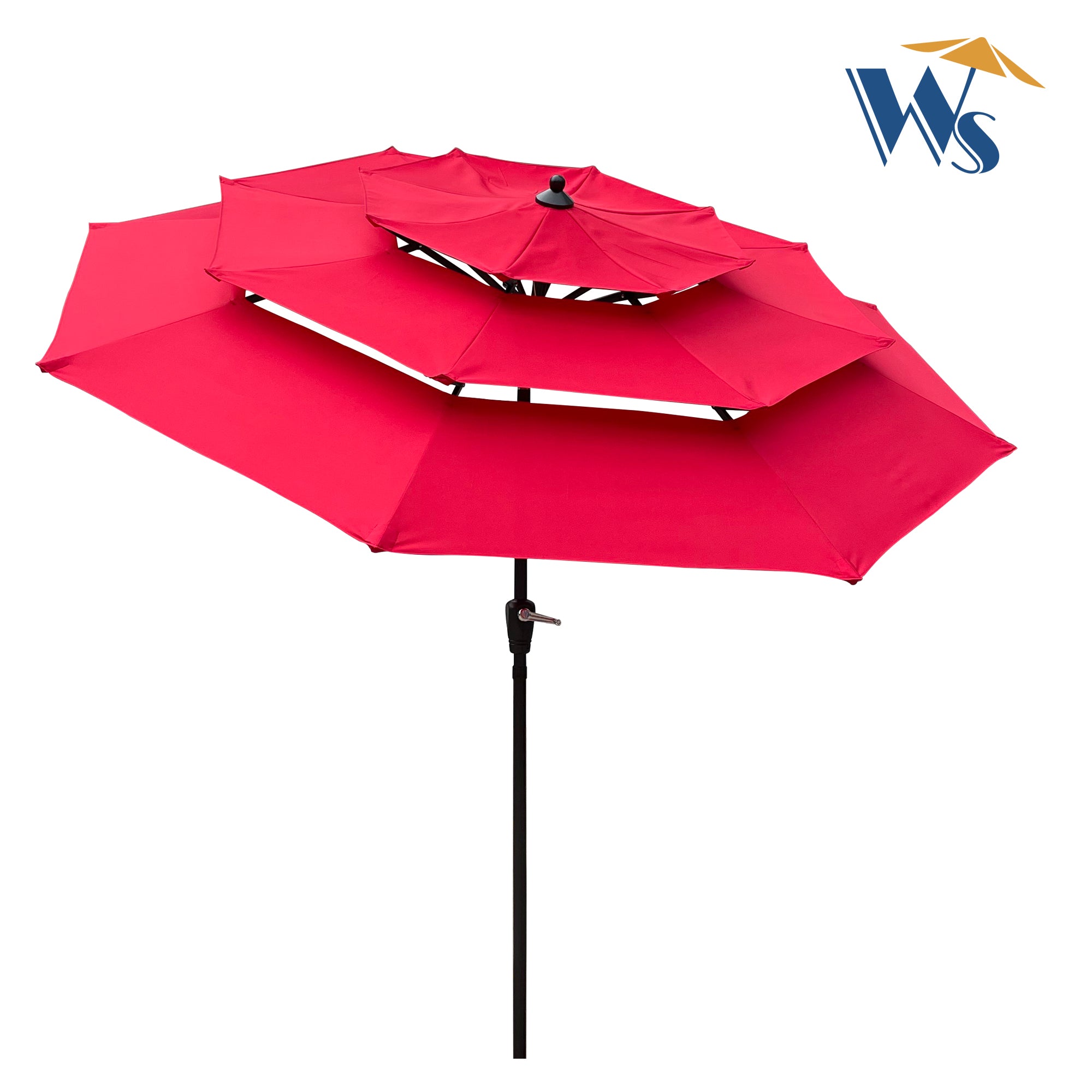 9Ft 3-Tiers Outdoor Patio Umbrella with Crank and Tilt
