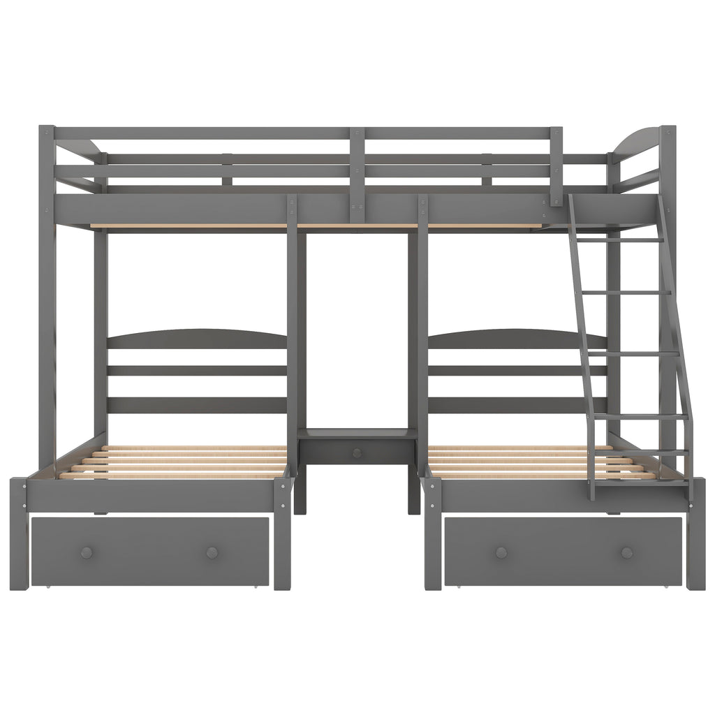 Full Over Twin & Twin Bunk Bed with Drawers