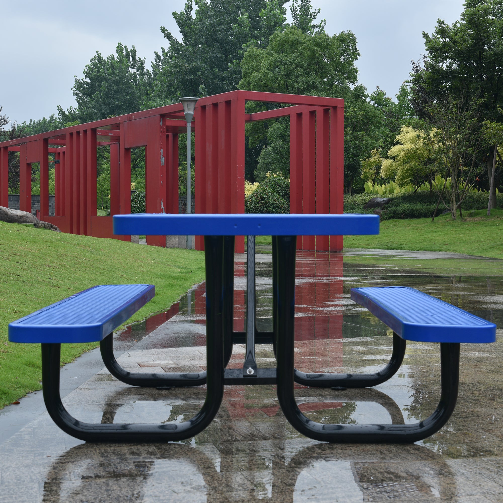 Square Outdoor Steel Picnic Table 46"