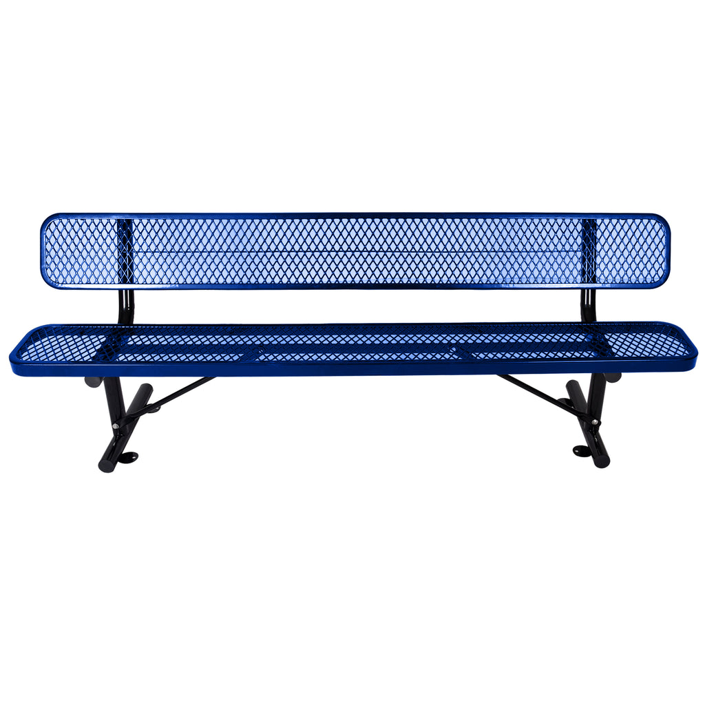 8 ft Outdoor Steel Bench with Backrest