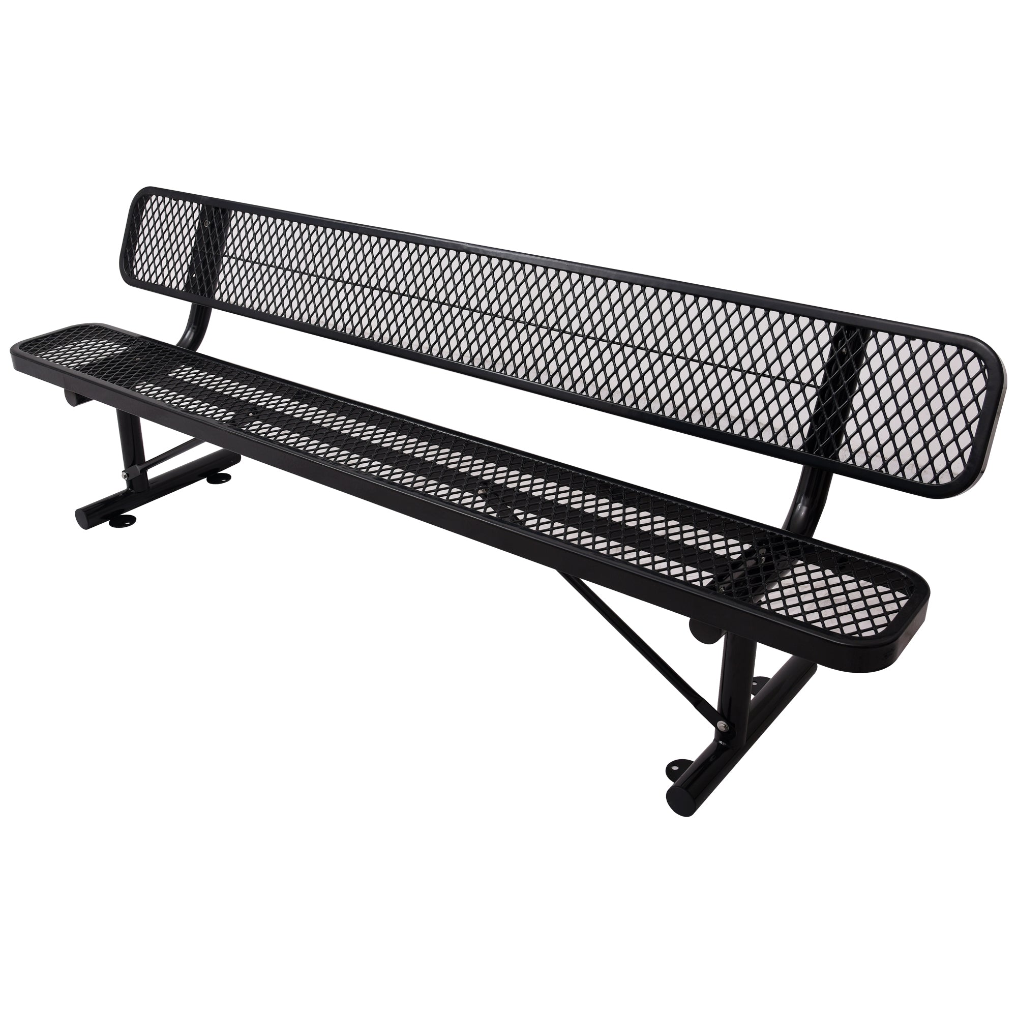 8 ft Outdoor Steel Bench with Backrest