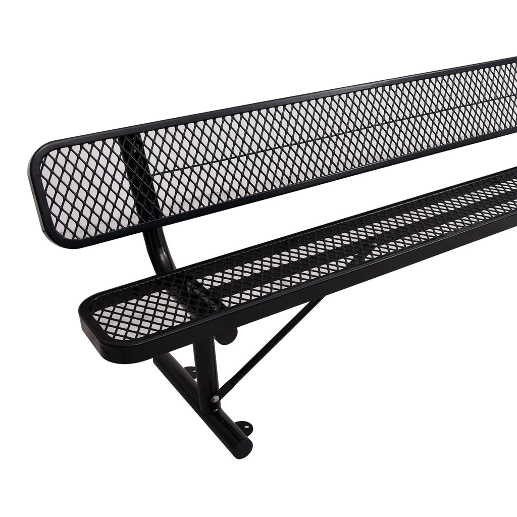 8 ft Outdoor Steel Bench with Backrest