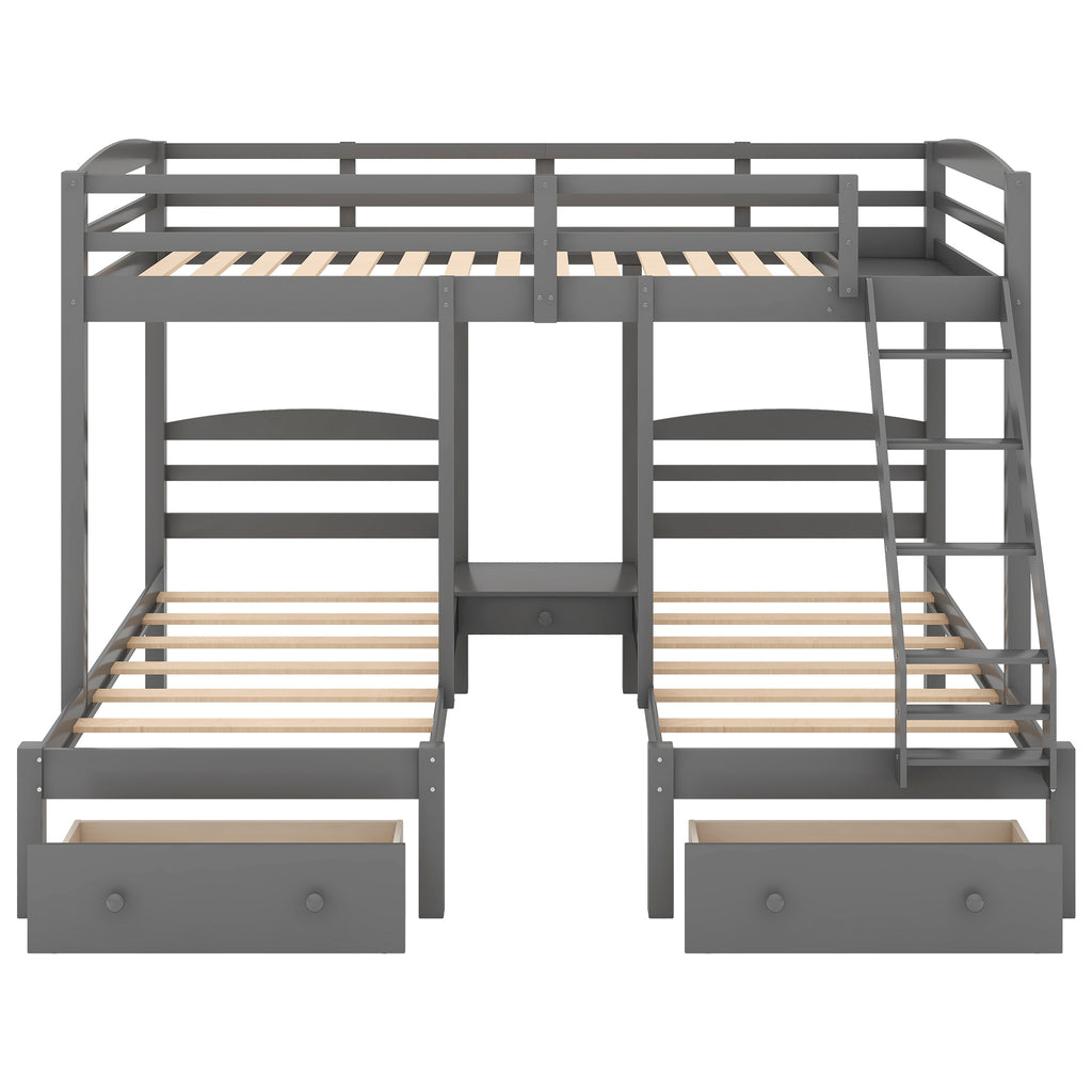 Full Over Twin & Twin Bunk Bed with Drawers