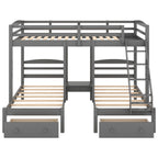 Full Over Twin & Twin Bunk Bed with Drawers