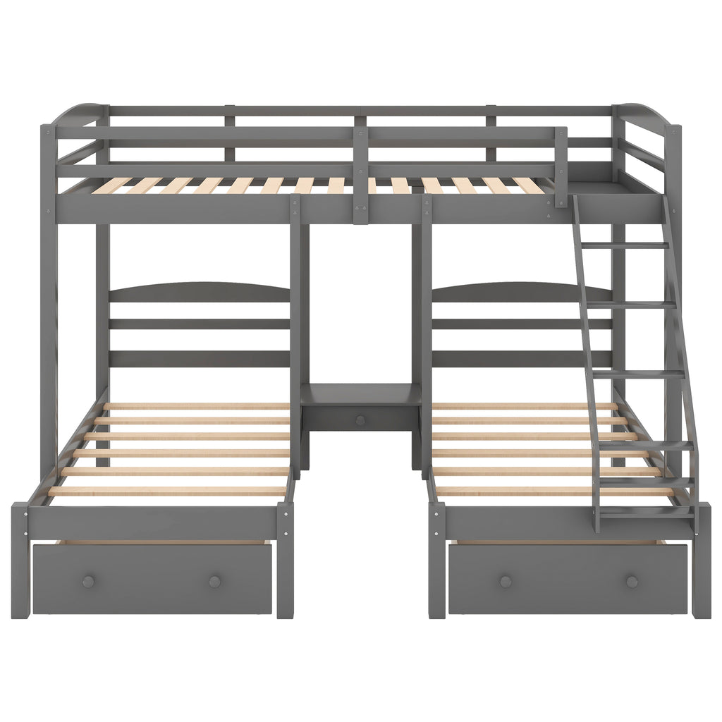 Full Over Twin & Twin Bunk Bed with Drawers