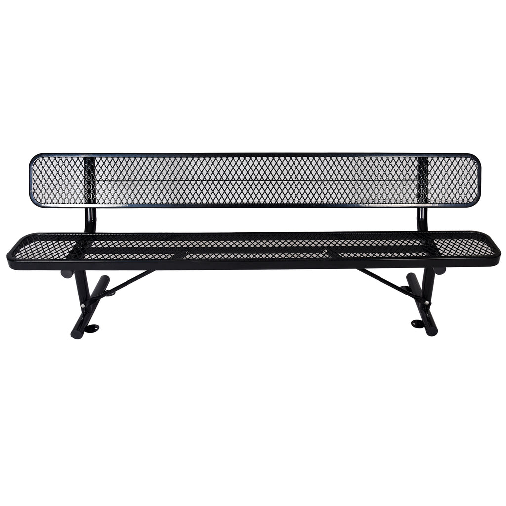 8 ft Outdoor Steel Bench with Backrest
