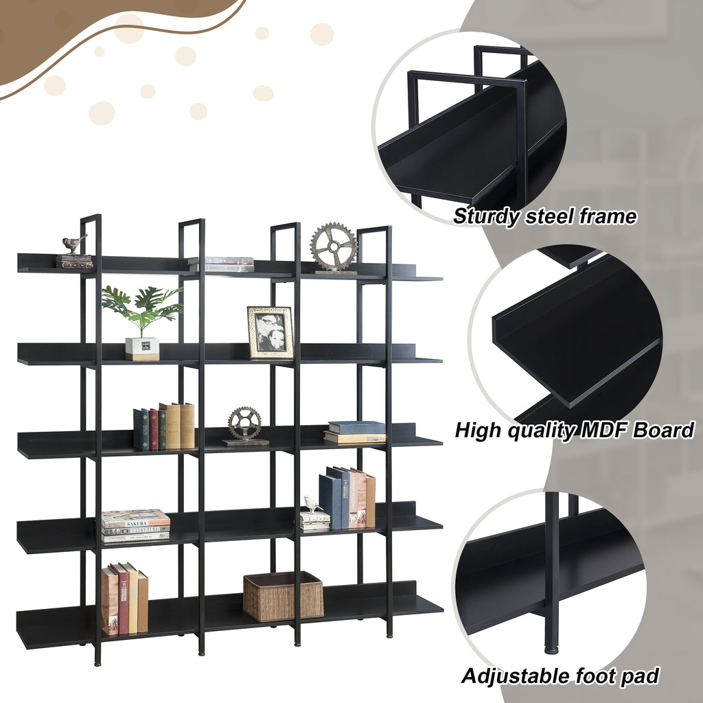 5 Tier Vintage Industrial Style Bookshelf