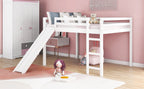 Loft Bed with Slide, Multifunctional Design, Full (White)