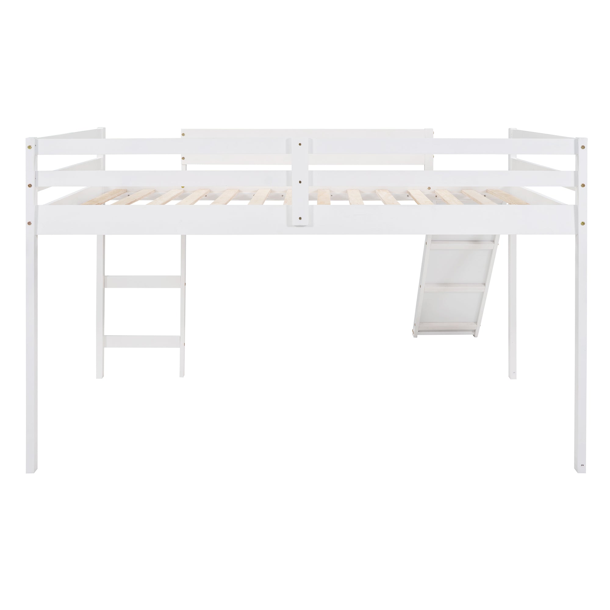 Loft Bed with Slide, Multifunctional Design, Full (White)