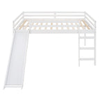 Loft Bed with Slide, Multifunctional Design, Full (White)