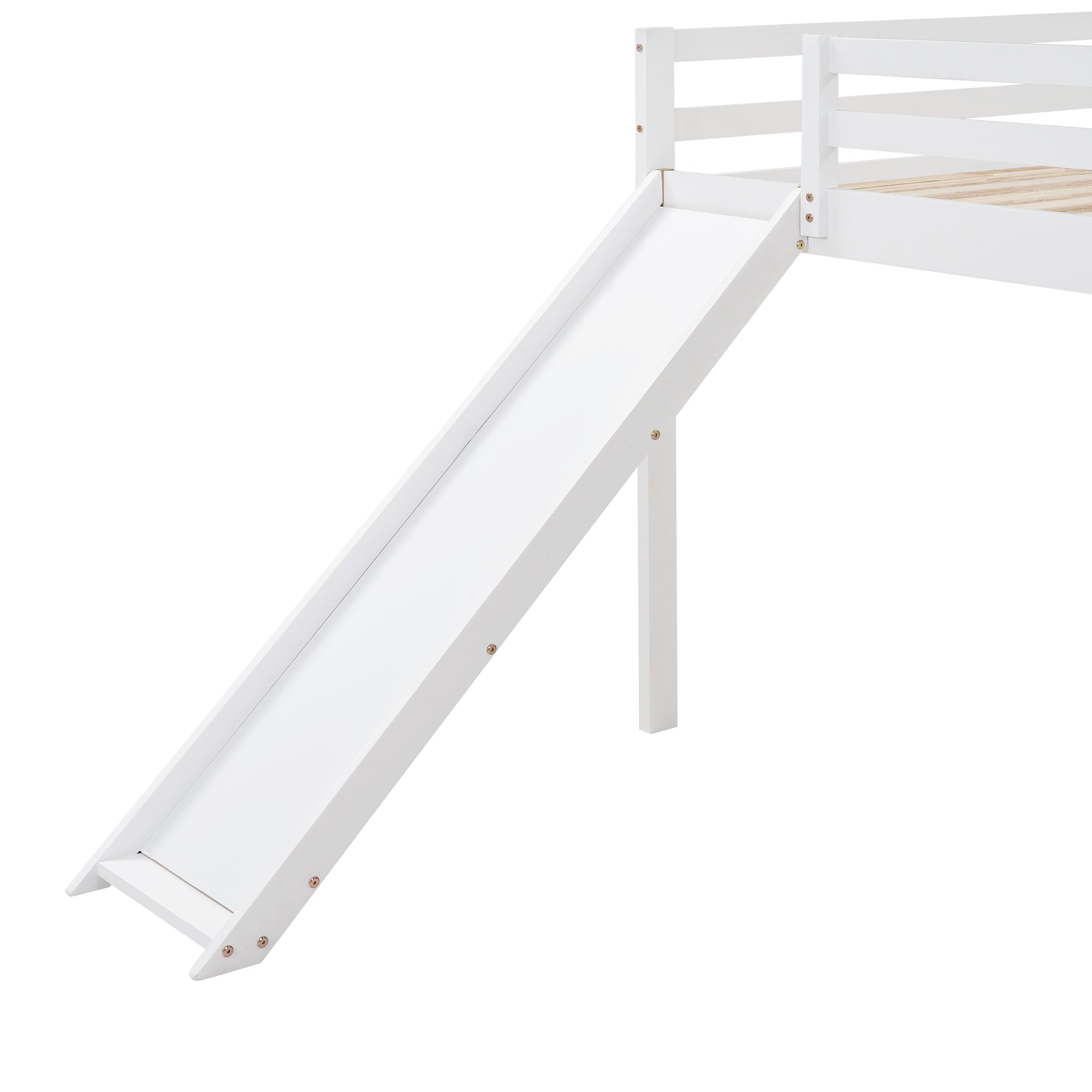 Loft Bed with Slide, Multifunctional Design, Full (White)