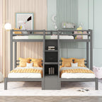 Twin Over Twin Bunk Bed with Built-in Staircase and Storage Drawer