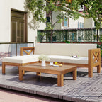 TOPMAX Outdoor Backyard Patio Wood 5-Piece Sectional Sofa Set