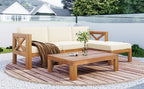 TOPMAX Outdoor Backyard Patio Wood 5-Piece Sectional Sofa Set