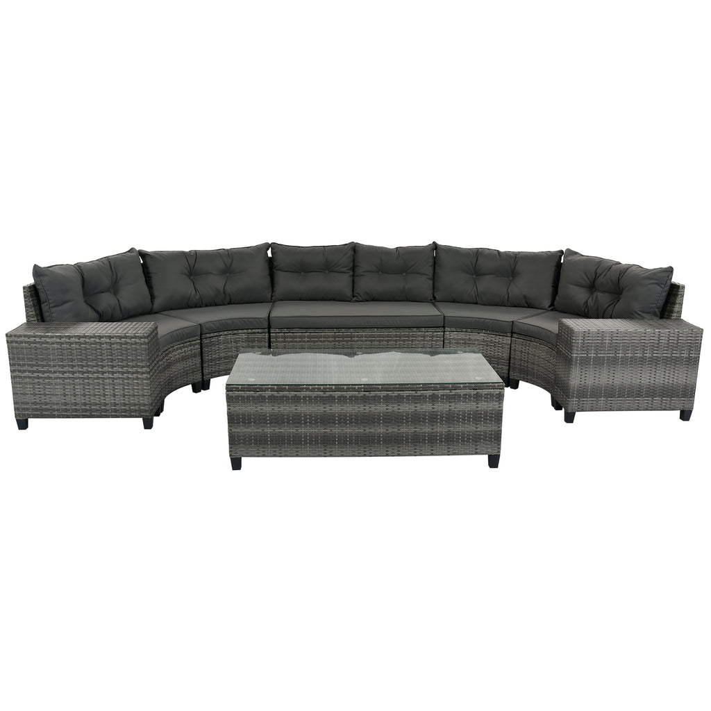 8-Pieces Outdoor Wicker Round Sofa Set