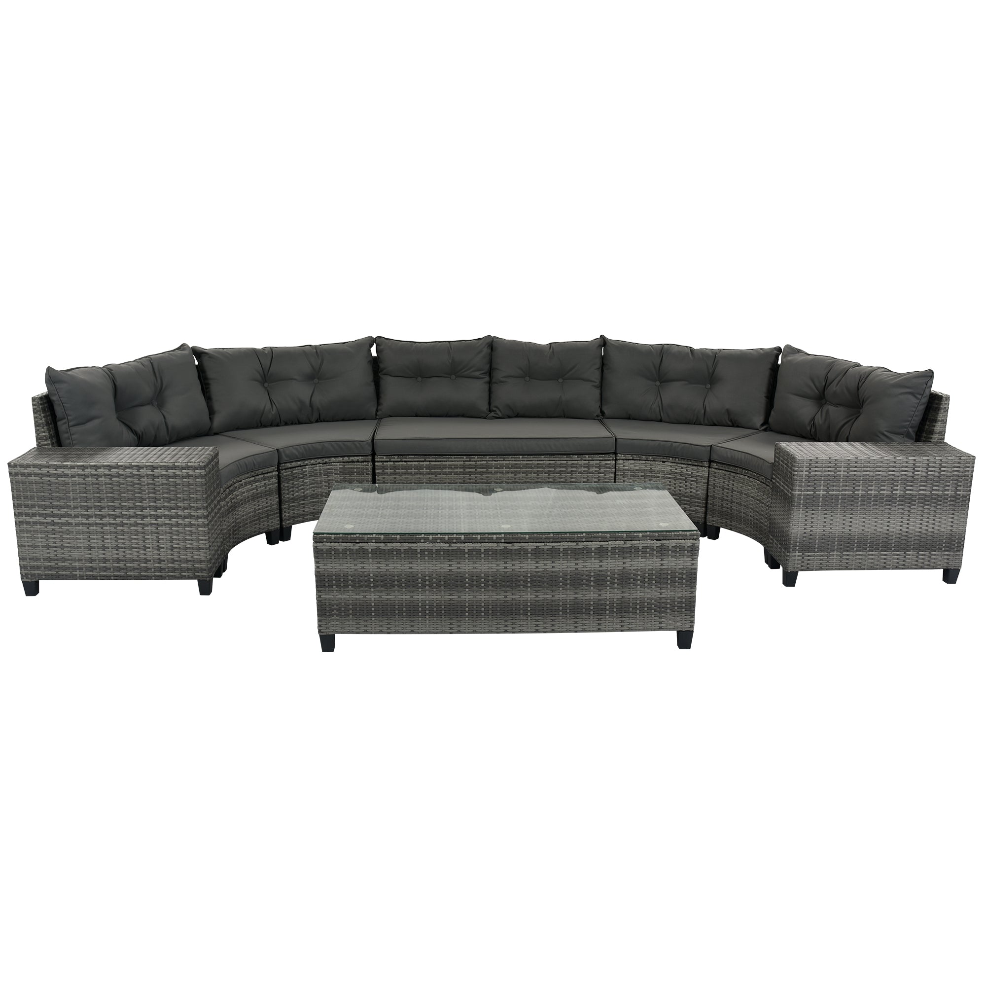 8-Pieces Outdoor Wicker Round Sofa Set
