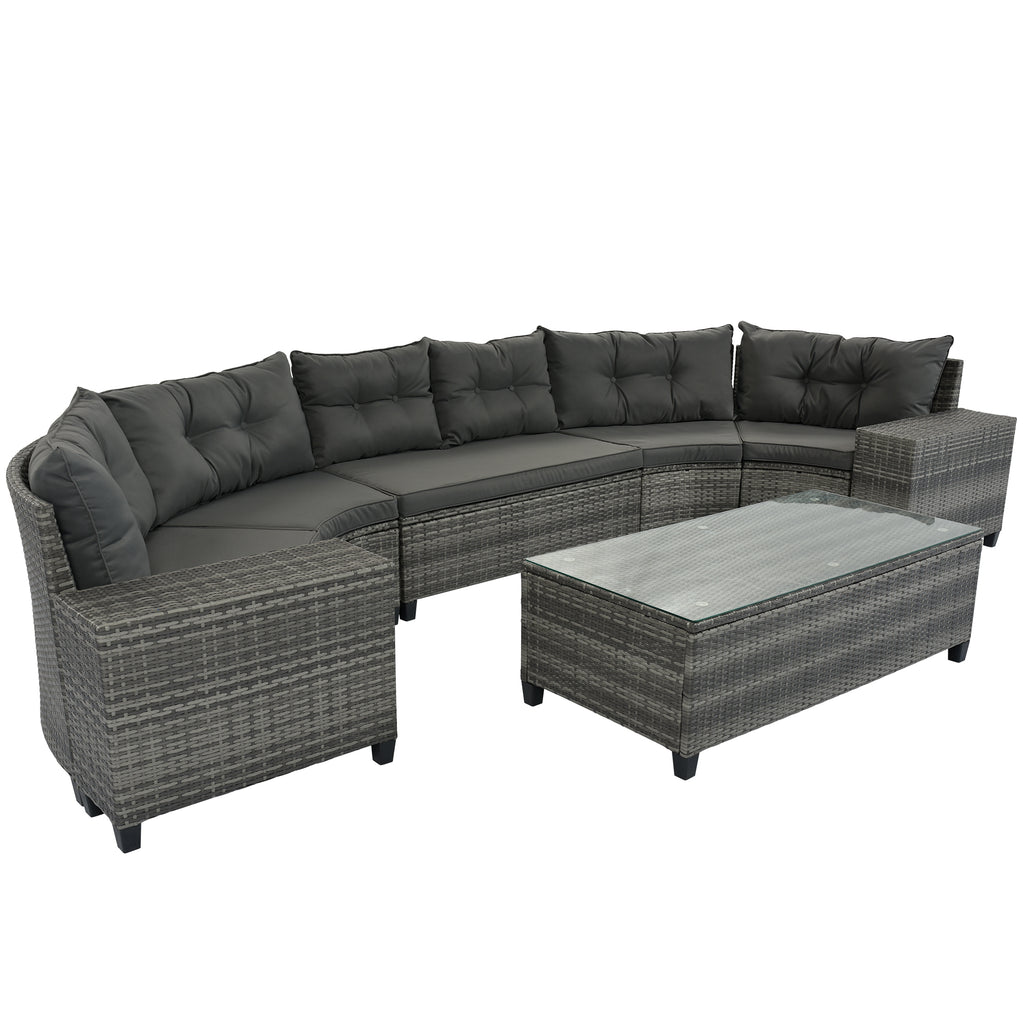 8-Pieces Outdoor Wicker Round Sofa Set