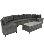 8-Pieces Outdoor Wicker Round Sofa Set
