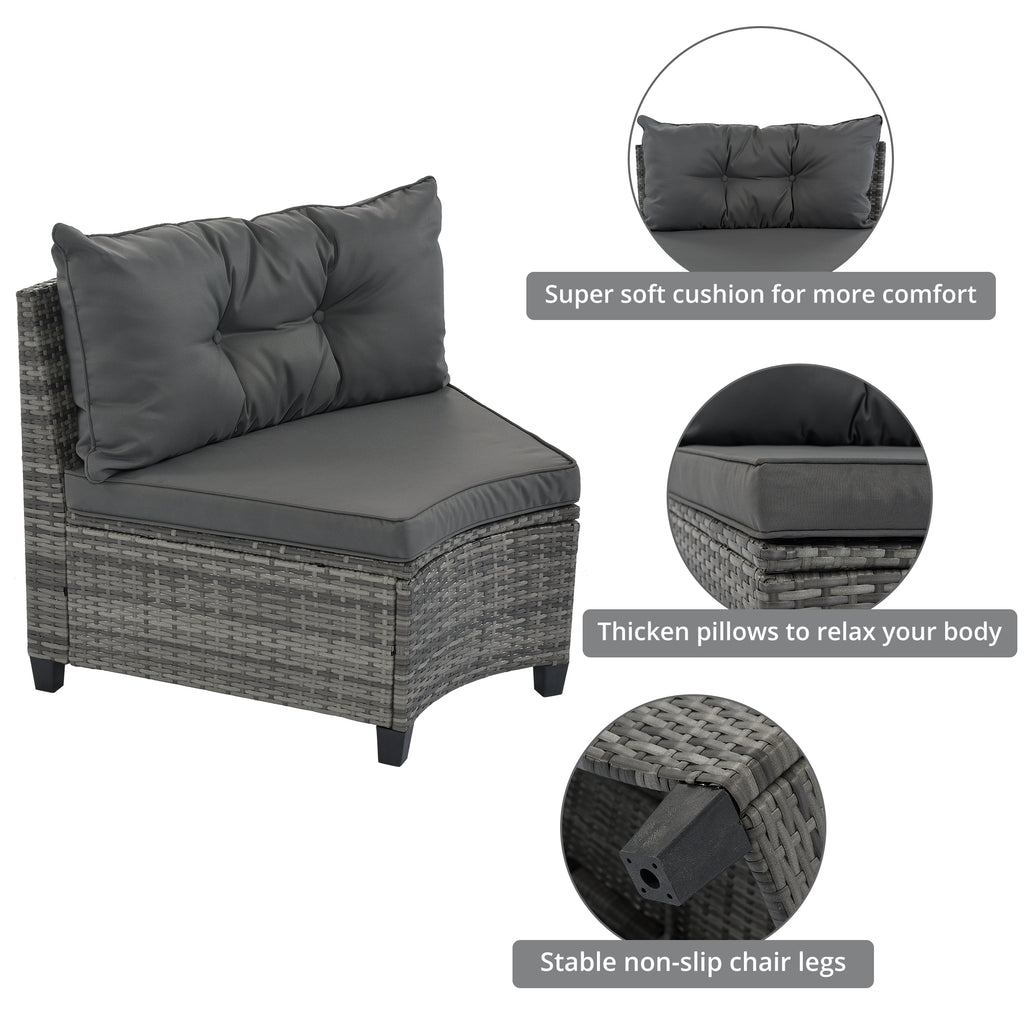 8-Pieces Outdoor Wicker Round Sofa Set
