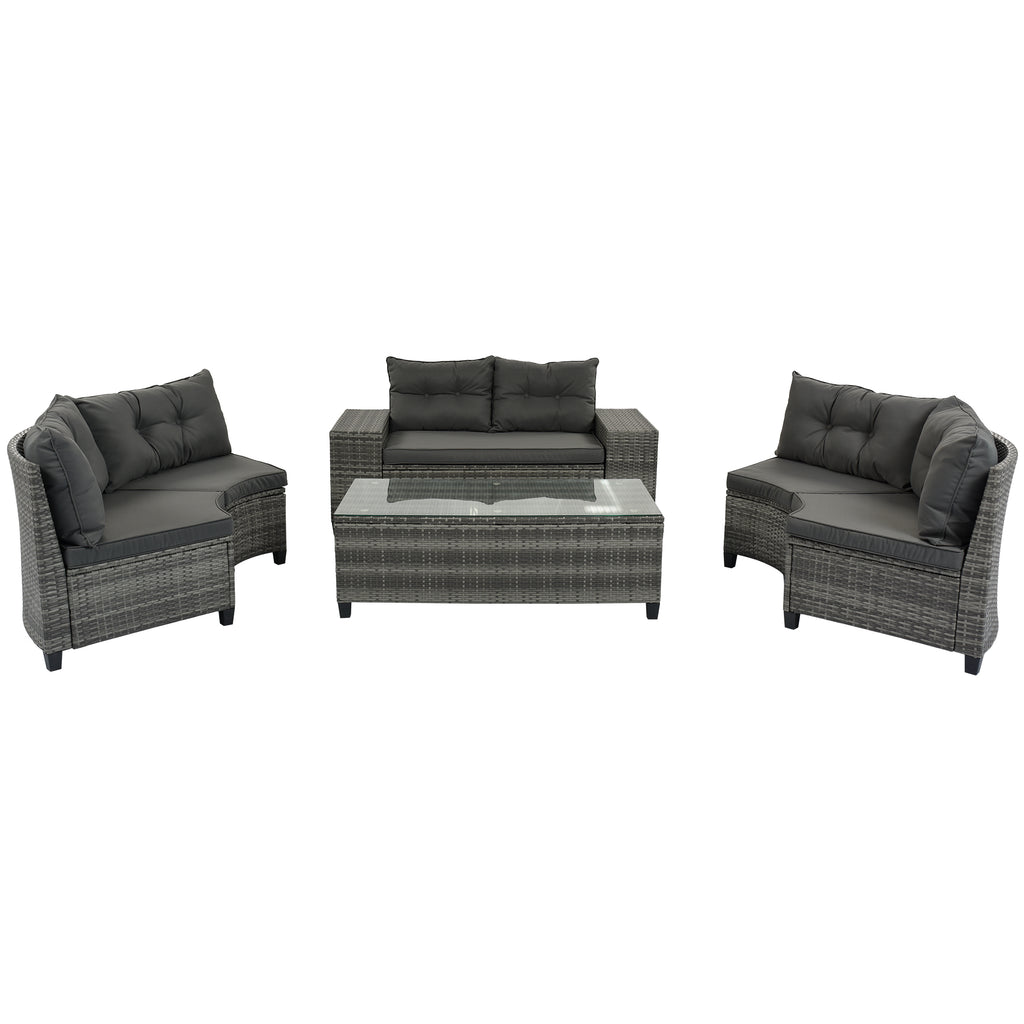 8-Pieces Outdoor Wicker Round Sofa Set