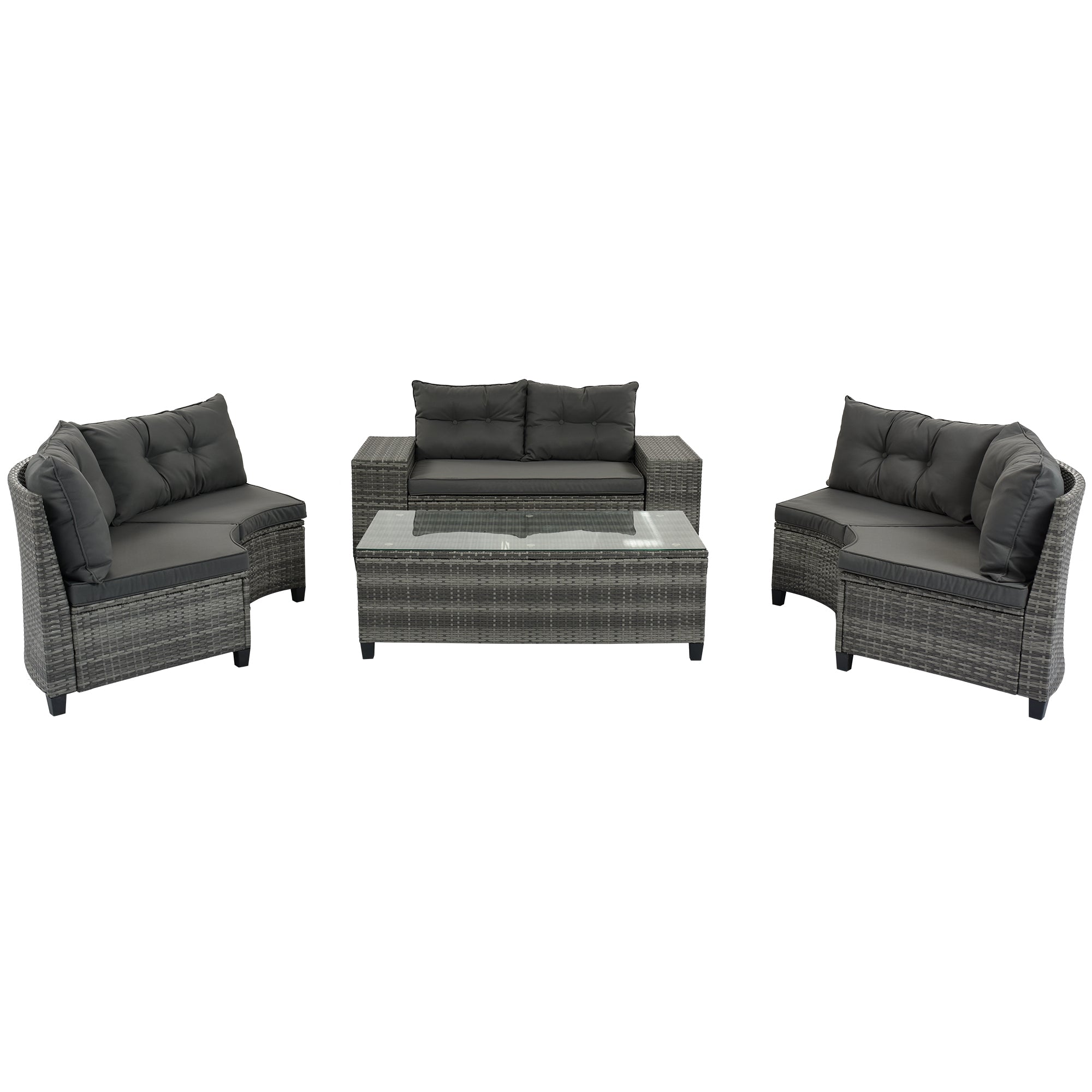 8-Pieces Outdoor Wicker Round Sofa Set