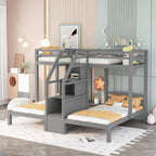 Twin Over Twin Bunk Bed with Built-in Staircase and Storage Drawer
