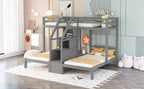 Twin Over Twin Bunk Bed with Built-in Staircase and Storage Drawer