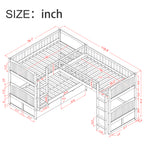 Twin Size Bunk Bed with a Loft Bed Attached, with Two Drawers