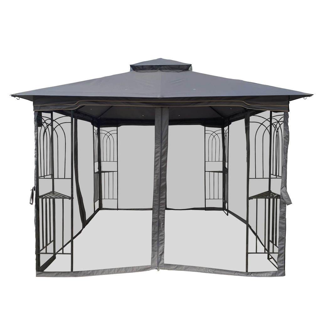 10x10 Outdoor Patio Gazebo Tent with Ventilated Double Roof