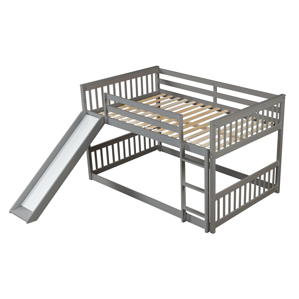 Full Over Full Bunk Bed with Slide and Ladder