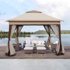 Outdoor 11x11 Ft Pop Up Gazebo Canopy With Removable Zipper Netting