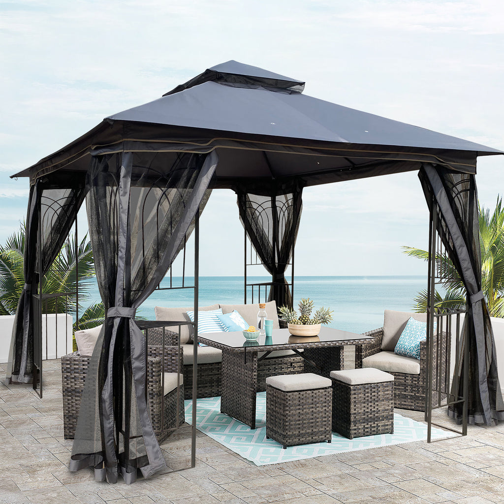 10x10 Outdoor Patio Gazebo Tent with Ventilated Double Roof